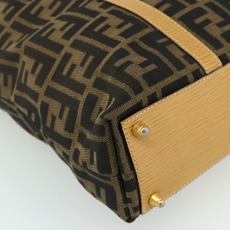 【日本直送】FENDI Zucca帆布手提包 黑色棕色 正品 178688A-14