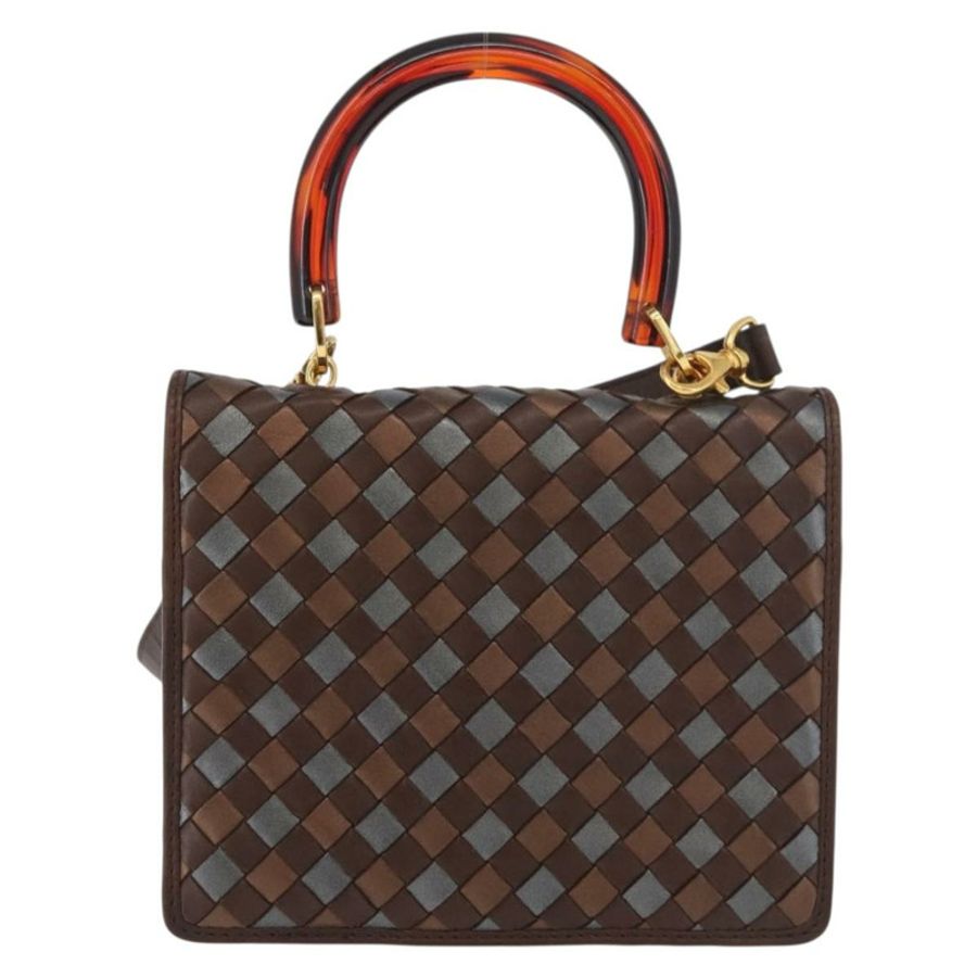 【日本直送】BOTTEGA VENETA INTRECCIATO 手袋 皮革 2way 棕色 金色 Auth 178526A-1