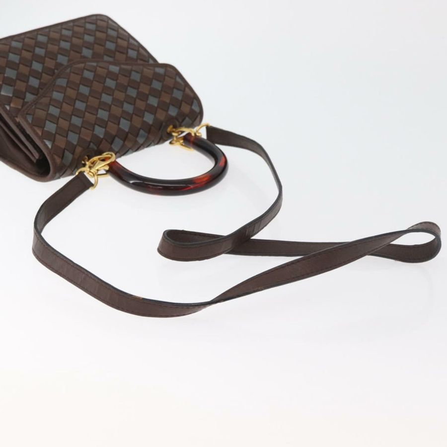 【日本直送】BOTTEGA VENETA INTRECCIATO 手袋 皮革 2way 棕色 金色 Auth 178526A-7