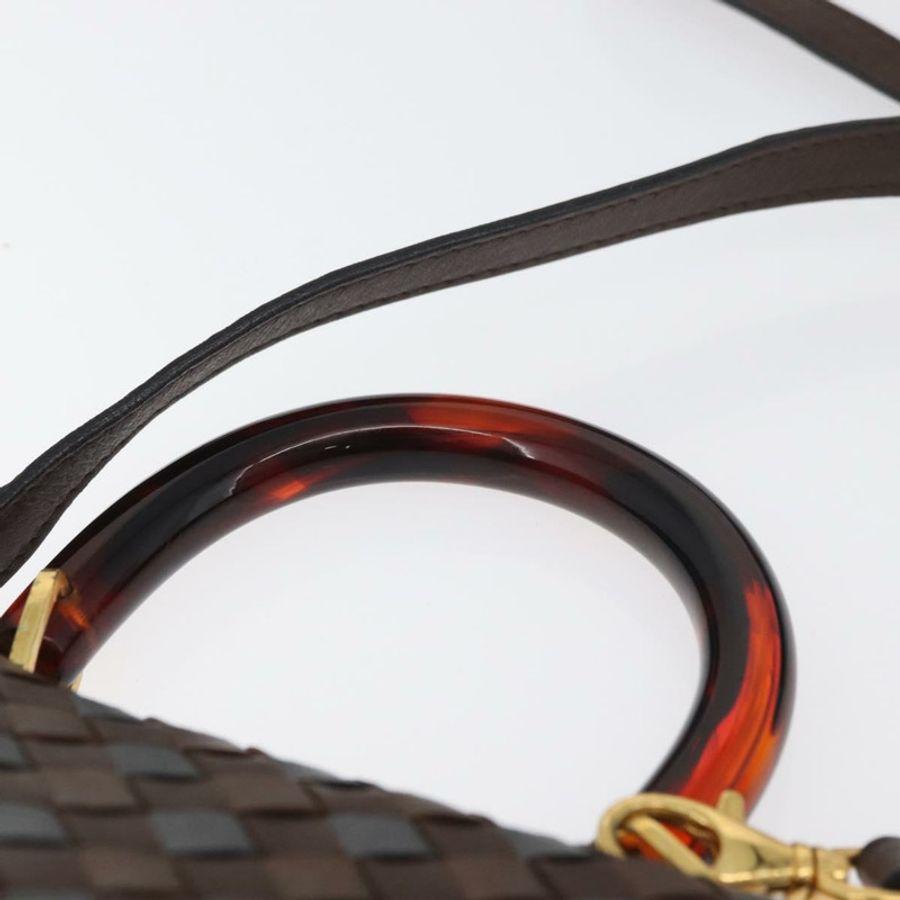 【日本直送】BOTTEGA VENETA INTRECCIATO 手袋 皮革 2way 棕色 金色 Auth 178526A-13