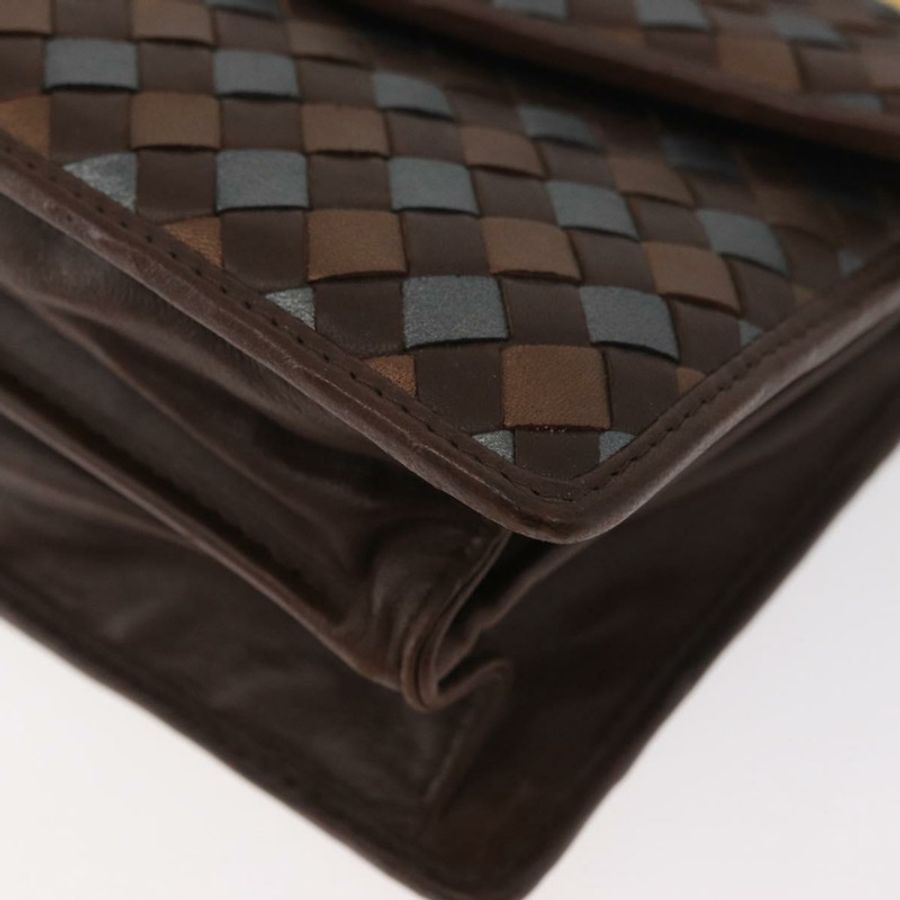 【日本直送】BOTTEGA VENETA INTRECCIATO 手袋 皮革 2way 棕色 金色 Auth 178526A-15