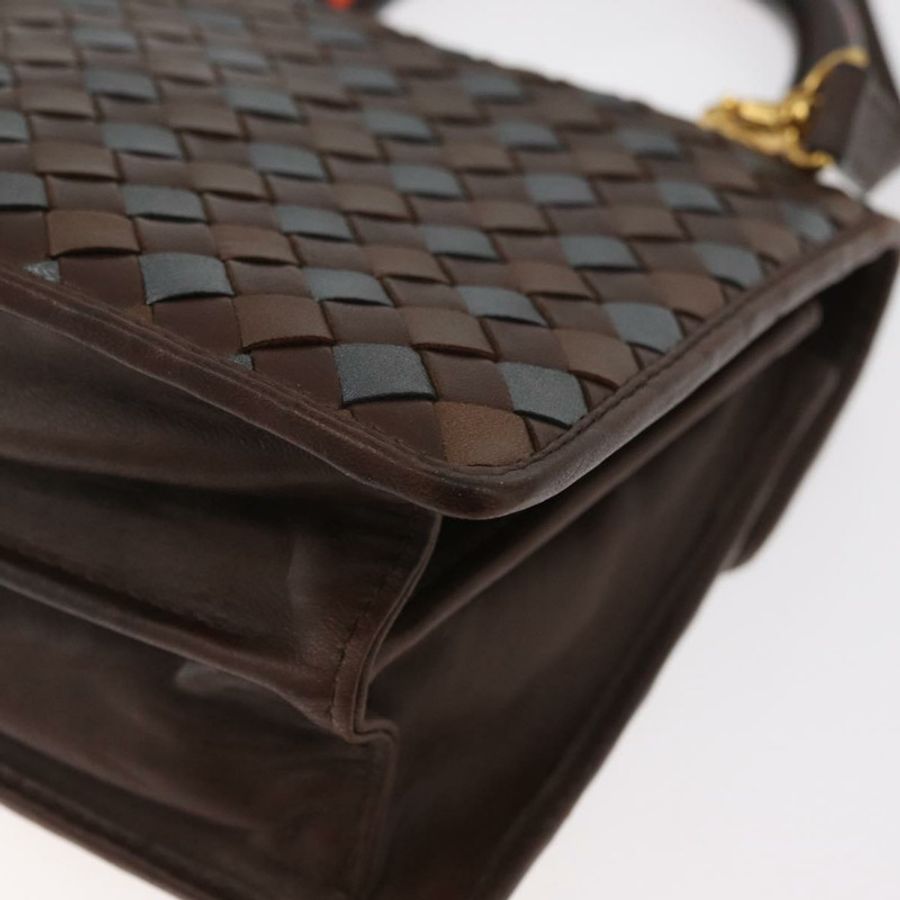 【日本直送】BOTTEGA VENETA INTRECCIATO 手袋 皮革 2way 棕色 金色 Auth 178526A-17