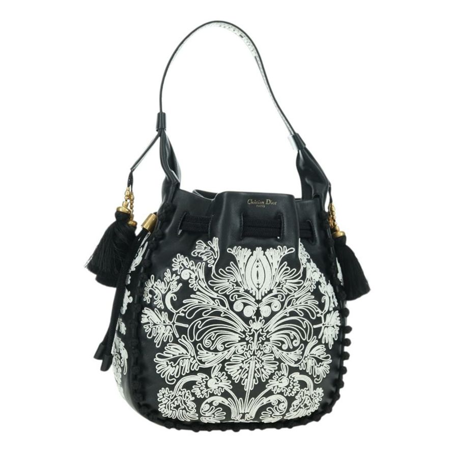 【日本直送】Christian Dior 黑色金色皮革肩背包,正品編號 178502SM-0