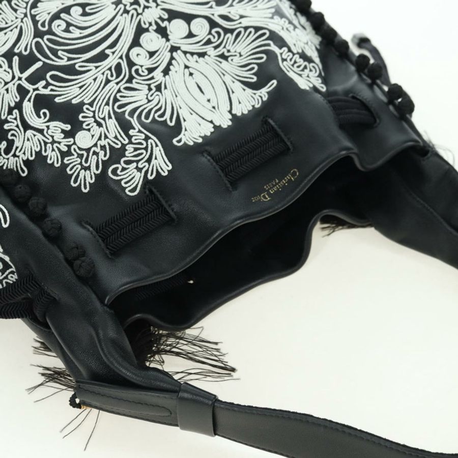 【日本直送】Christian Dior 黑色金色皮革肩背包,正品編號 178502SM-5