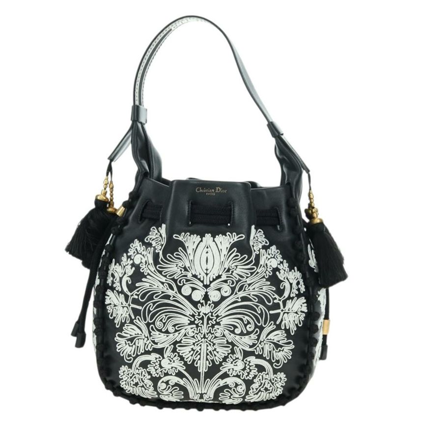 【日本直送】Christian Dior 黑色金色皮革肩背包,正品編號 178502SM-12