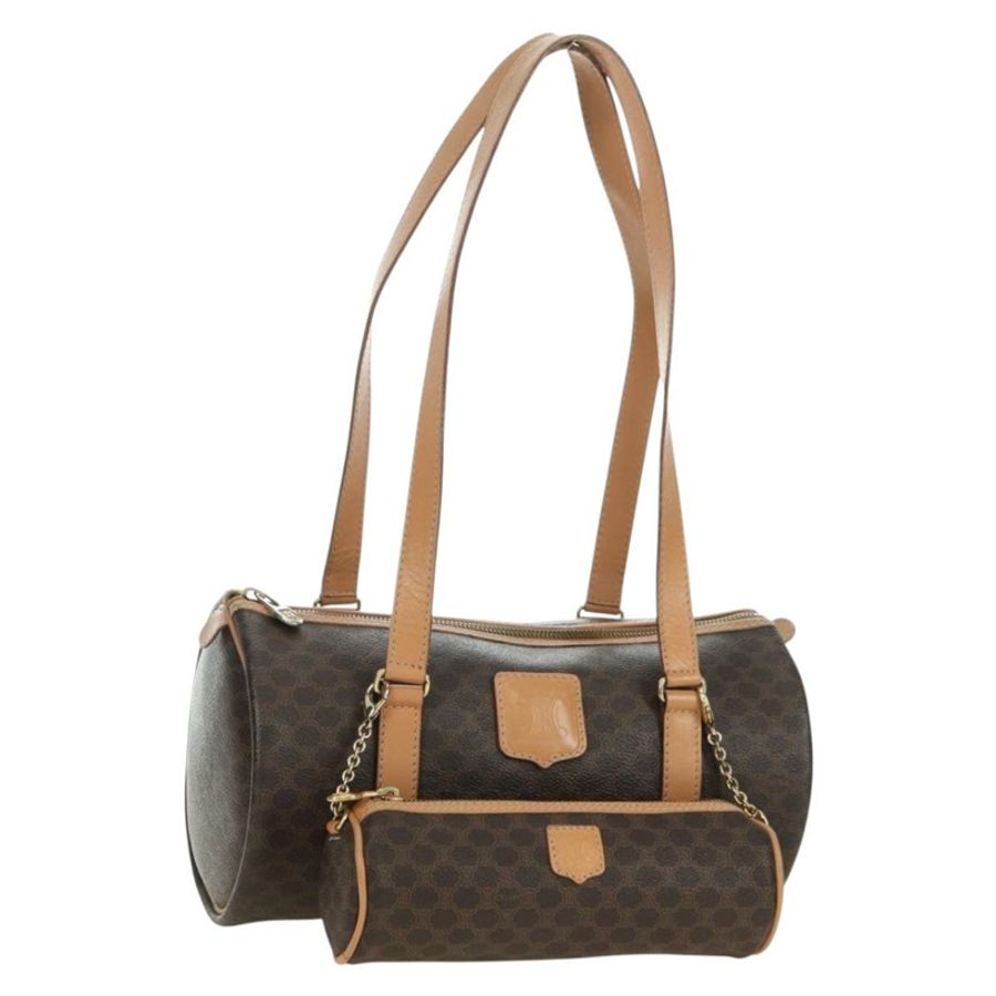 【日本直送】CELINE Macadam帆布波士頓包 PVC皮革 棕色 金色 正品 176802V-0