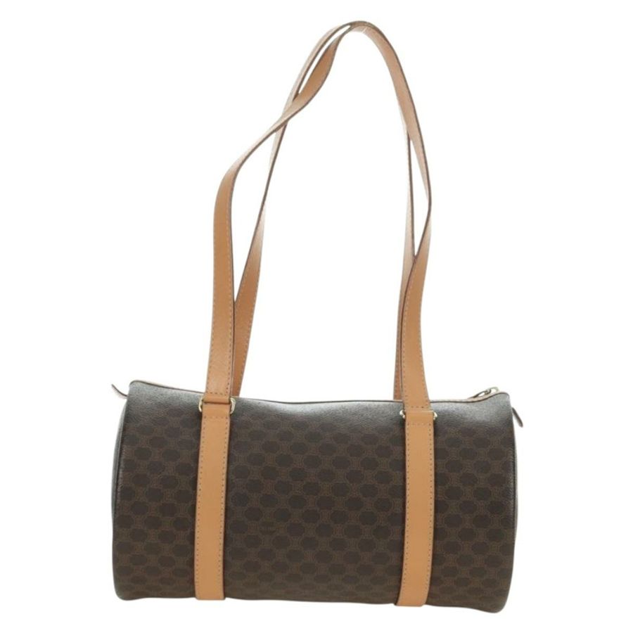 【日本直送】CELINE Macadam帆布波士頓包 PVC皮革 棕色 金色 正品 176802V-1