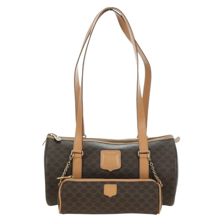 【日本直送】CELINE Macadam帆布波士頓包 PVC皮革 棕色 金色 正品 176802V-12