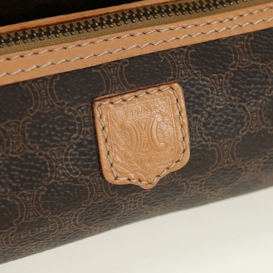 【日本直送】CELINE Macadam帆布波士頓包 PVC皮革 棕色 金色 正品 176802V-18