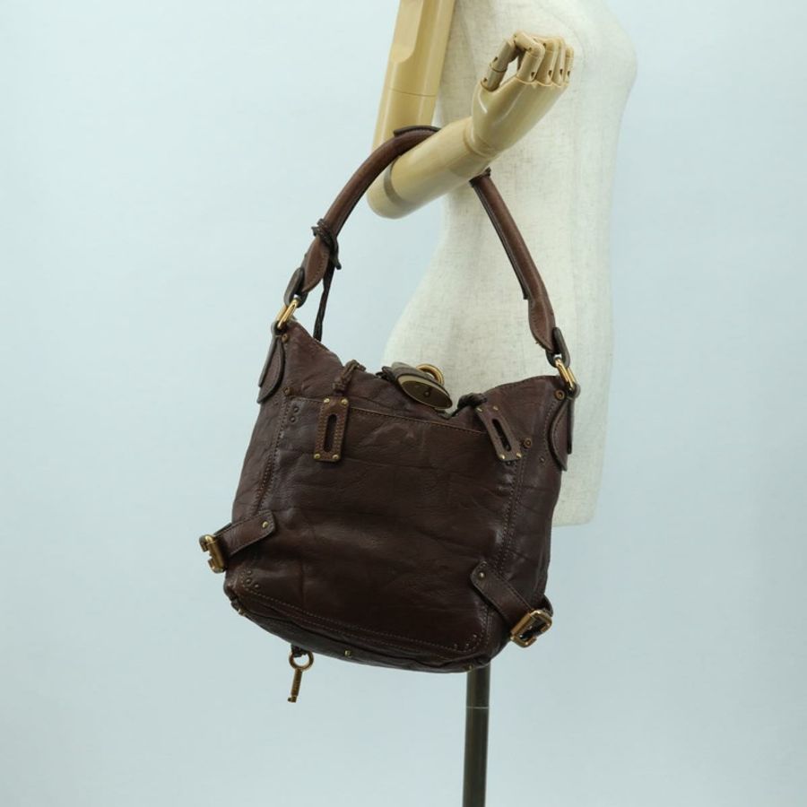 【日本直送】Chloe Paddington 單肩包 皮革 棕色 金 銀色 正品 178518V-26