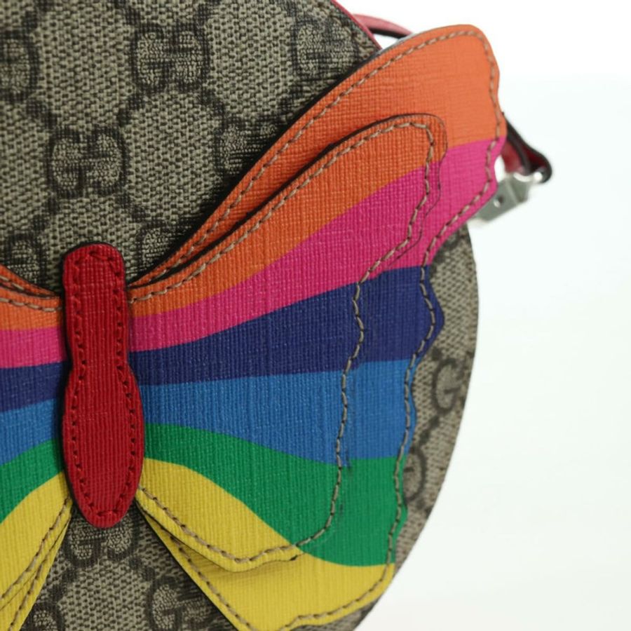 【日本直送】GUCCI GG Supreme 蝴蝶肩背包 PVC 米色銀色 550782 正品 176748V-18