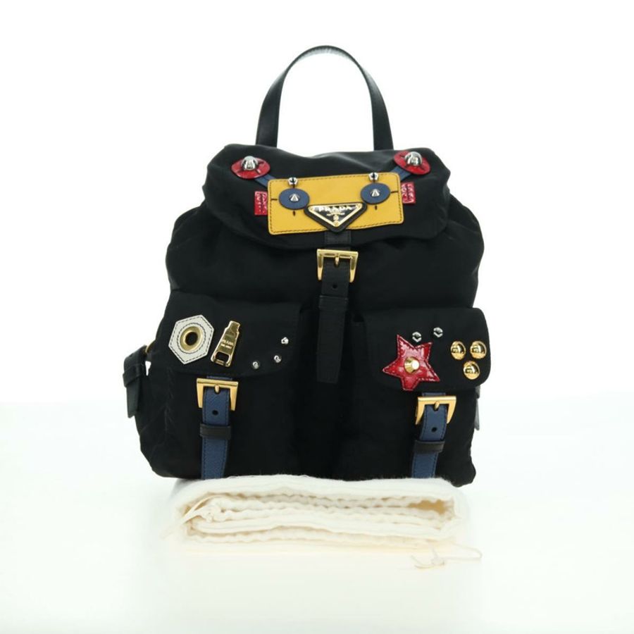 【日本直送】PRADA Robot 雙肩包 尼龍材質 黑色 銀色 正品 176514SAV-11