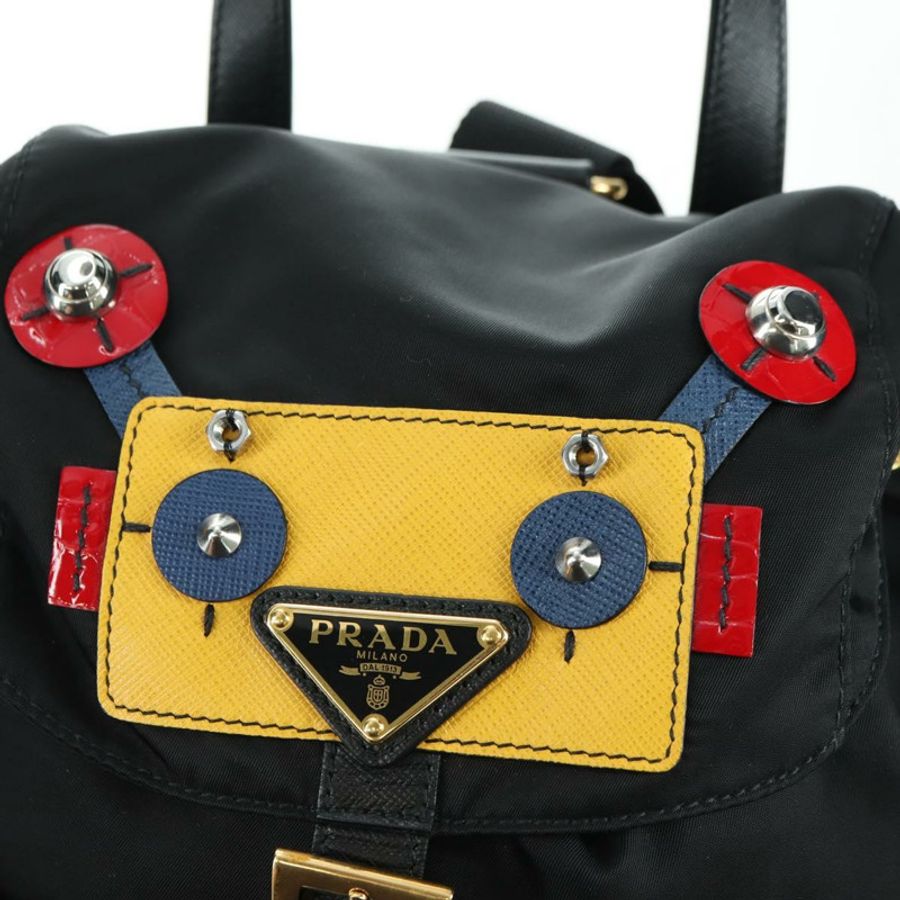 【日本直送】PRADA Robot 雙肩包 尼龍材質 黑色 銀色 正品 176514SAV-23