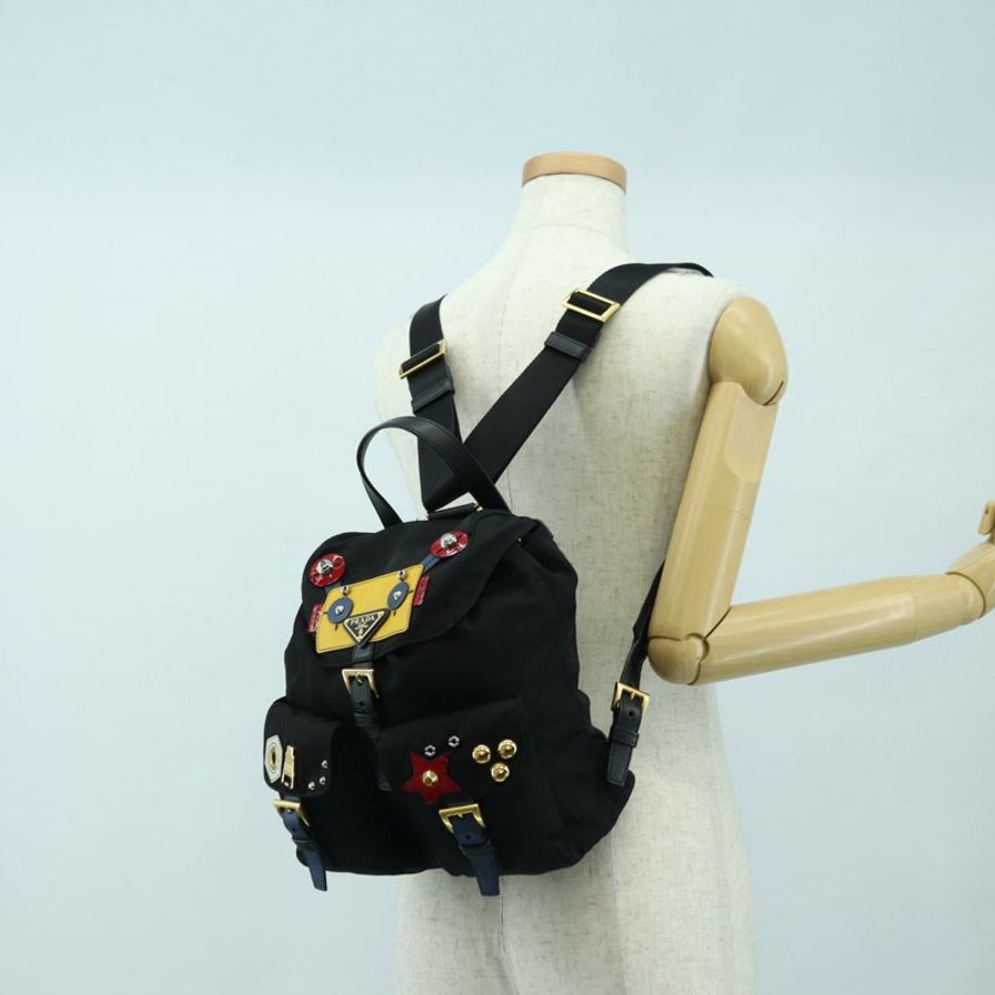 【日本直送】PRADA Robot 雙肩包 尼龍材質 黑色 銀色 正品 176514SAV-32