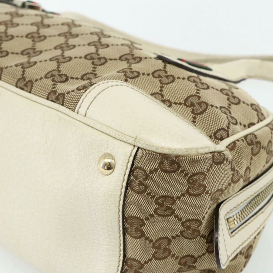 【日本直送】GUCCI GG帆布Princey Web Sherry系列手提包 米色 金色 161720 正品 179038A-8