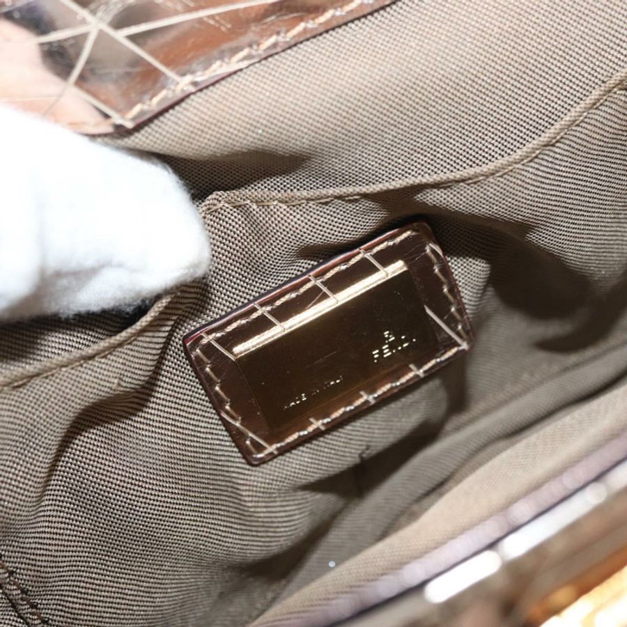 【日本直送】FENDI 手提包 漆皮 青銅金色 正品 179053A-17