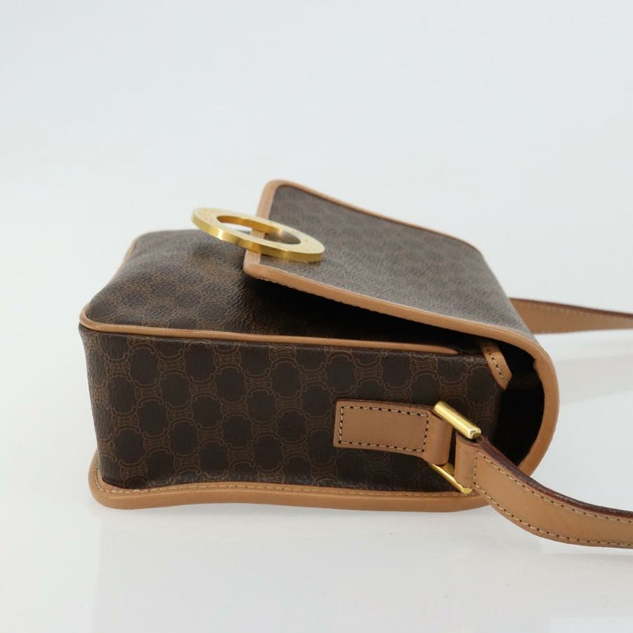 【日本直送】CELINE Macadam帆布圓形單肩包 PVC皮革 棕色 金色 正品 179136A-2