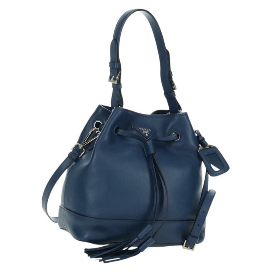 【日本直送】PRADA 皮革雙肩包,海軍藍/銀色,正品,貨號 179301M-0