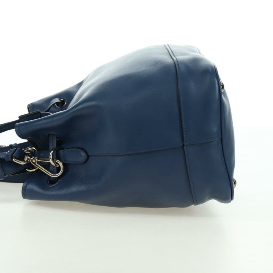【日本直送】PRADA 皮革雙肩包,海軍藍/銀色,正品,貨號 179301M-2