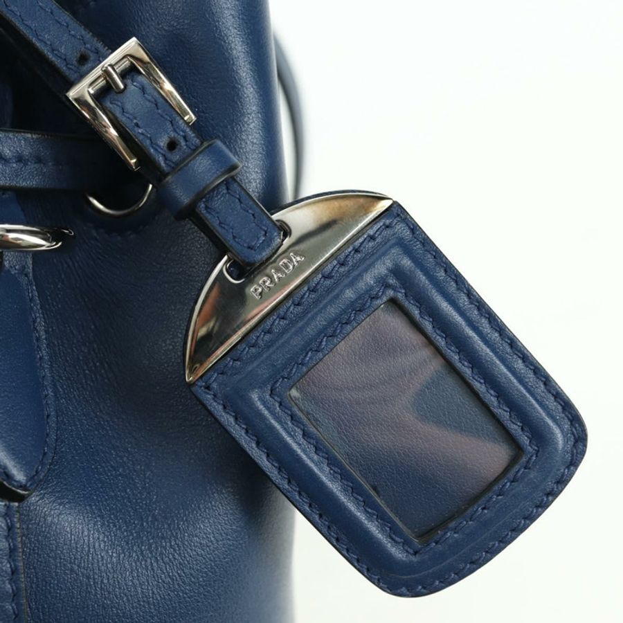 【日本直送】PRADA 皮革雙肩包,海軍藍/銀色,正品,貨號 179301M-20