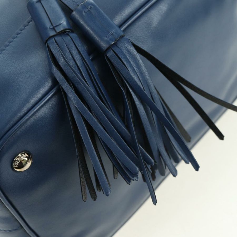 【日本直送】PRADA 皮革雙肩包,海軍藍/銀色,正品,貨號 179301M-21