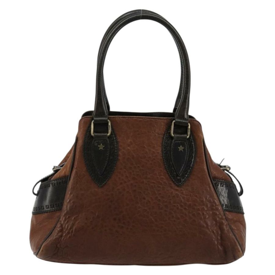 【日本直送】FENDI Enitco 手提包 皮革 棕色 金色 正品 179605A-1