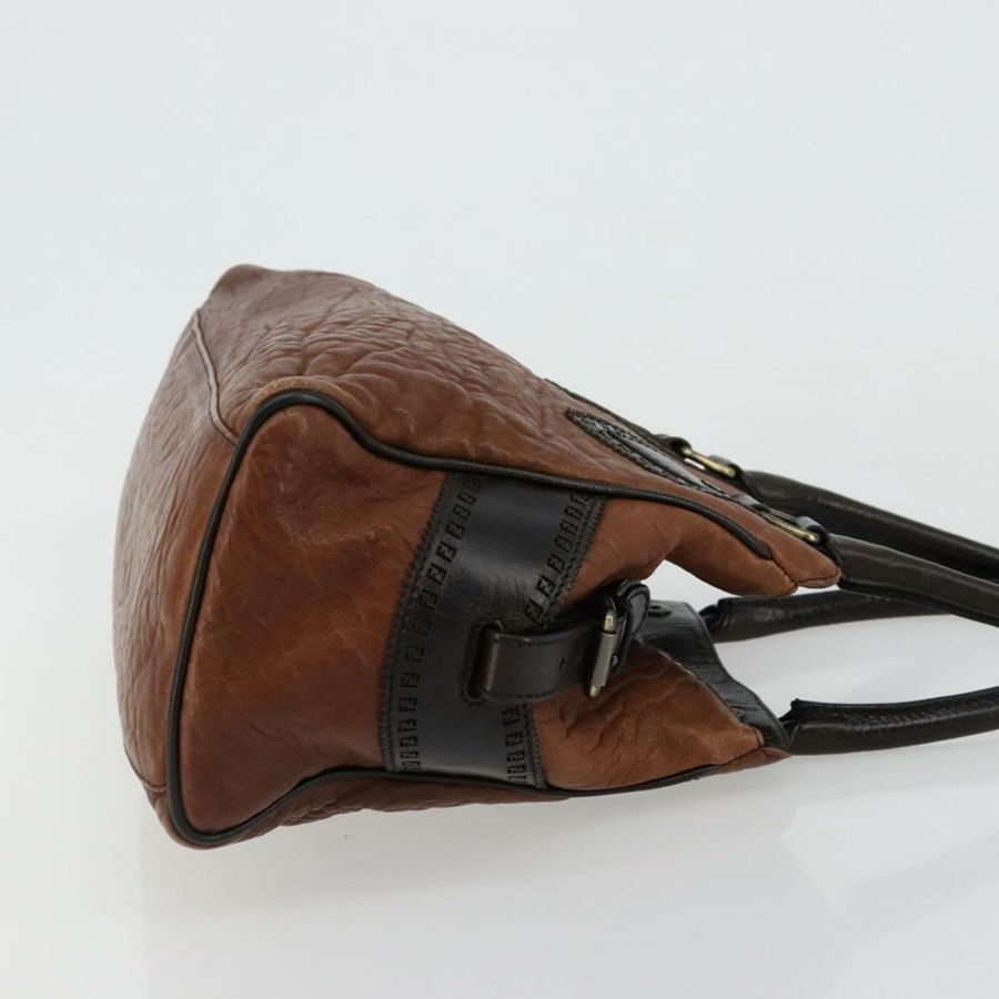 【日本直送】FENDI Enitco 手提包 皮革 棕色 金色 正品 179605A-2