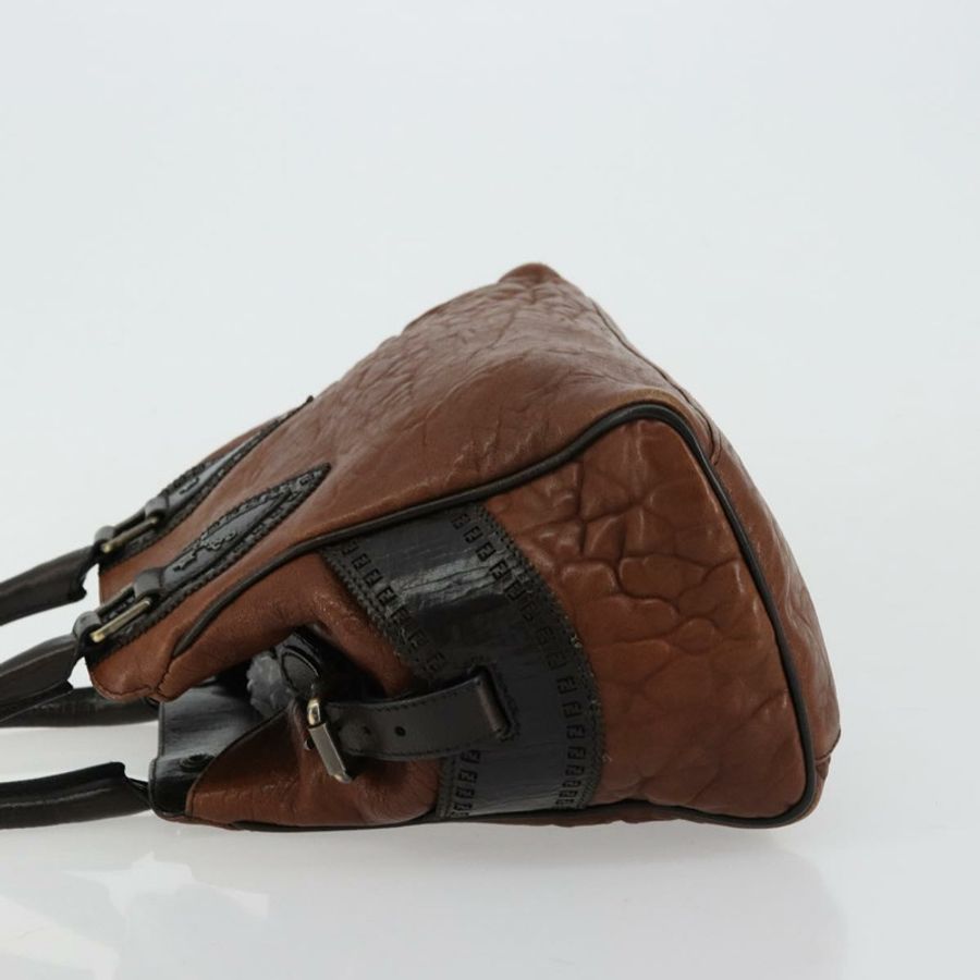 【日本直送】FENDI Enitco 手提包 皮革 棕色 金色 正品 179605A-3