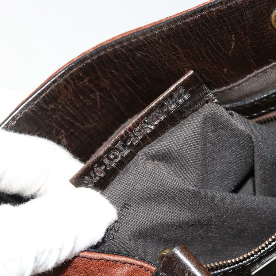 【日本直送】FENDI Enitco 手提包 皮革 棕色 金色 正品 179605A-11