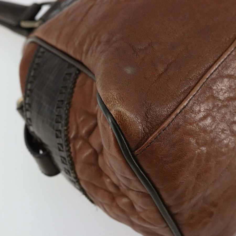 【日本直送】FENDI Enitco 手提包 皮革 棕色 金色 正品 179605A-13