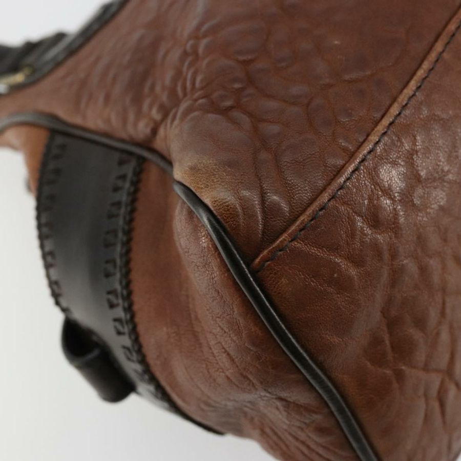【日本直送】FENDI Enitco 手提包 皮革 棕色 金色 正品 179605A-15