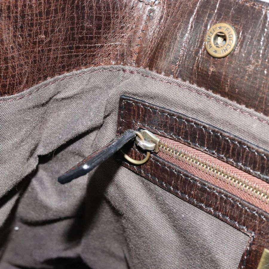 【日本直送】FENDI Enitco 手提包 皮革 棕色 金色 正品 179605A-19