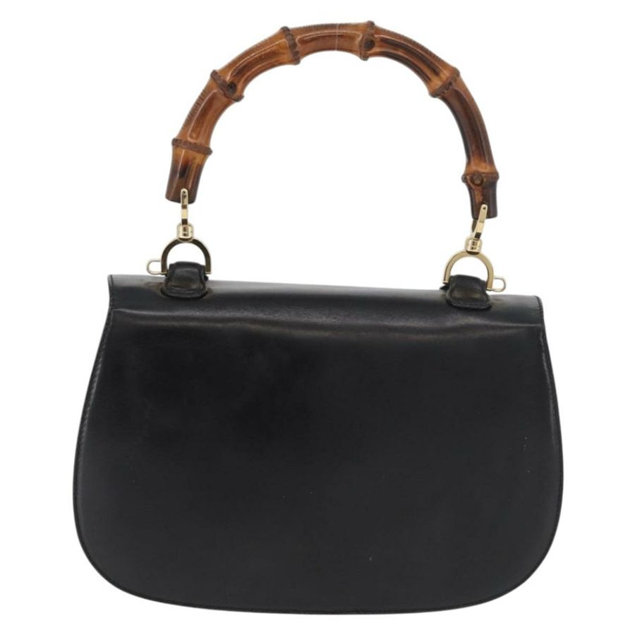 【日本直送】GUCCI 竹節手提包 皮革 黑色 金色 000 1227 0633 正品 178723V-1