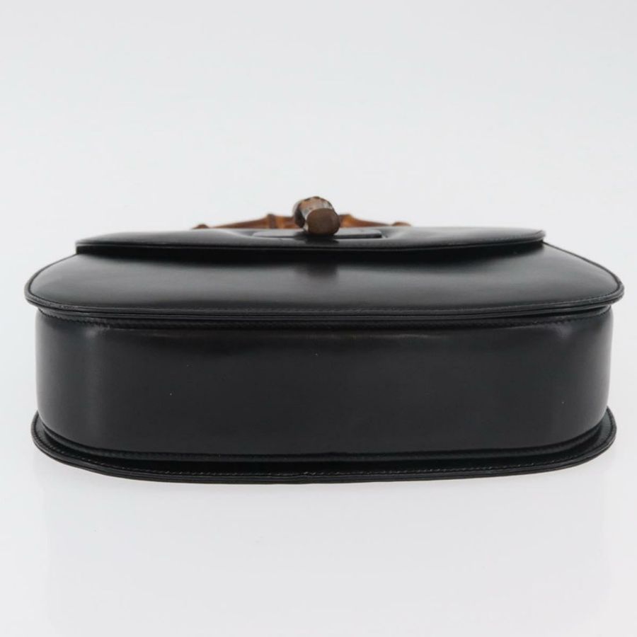 【日本直送】GUCCI 竹節手提包 皮革 黑色 金色 000 1227 0633 正品 178723V-4