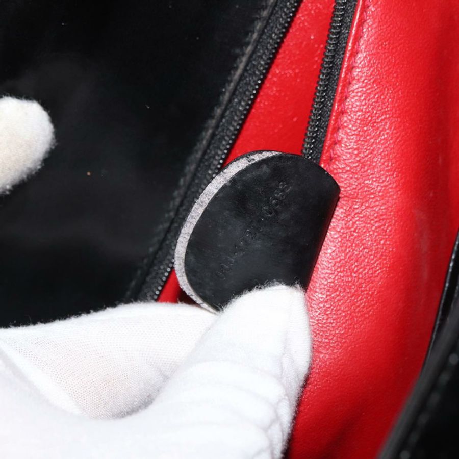 【日本直送】GUCCI 竹節手提包 皮革 黑色 金色 000 1227 0633 正品 178723V-11