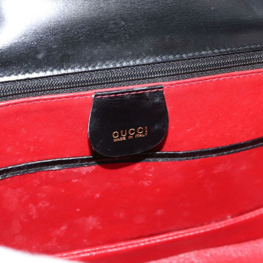 【日本直送】GUCCI 竹節手提包 皮革 黑色 金色 000 1227 0633 正品 178723V-18