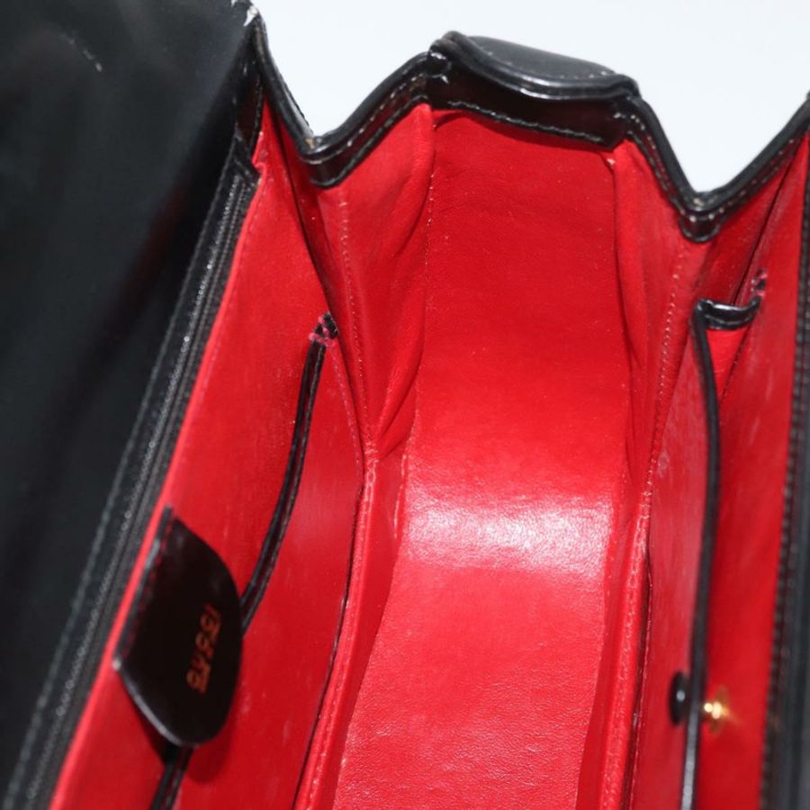 【日本直送】GUCCI 竹節手提包 皮革 黑色 金色 000 1227 0633 正品 178723V-19