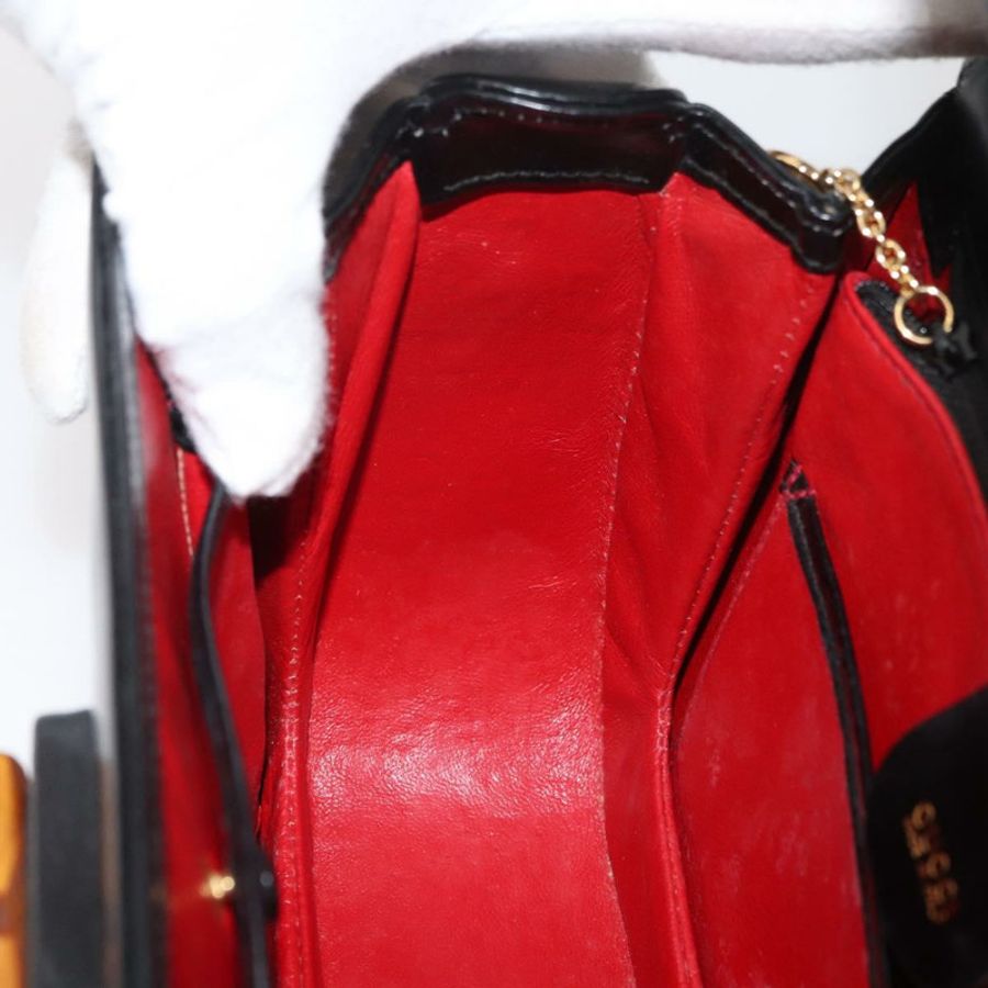 【日本直送】GUCCI 竹節手提包 皮革 黑色 金色 000 1227 0633 正品 178723V-20