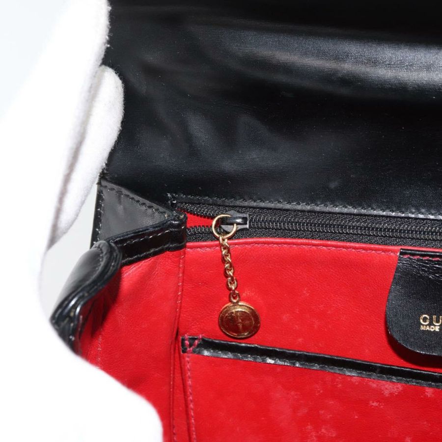 【日本直送】GUCCI 竹節手提包 皮革 黑色 金色 000 1227 0633 正品 178723V-21