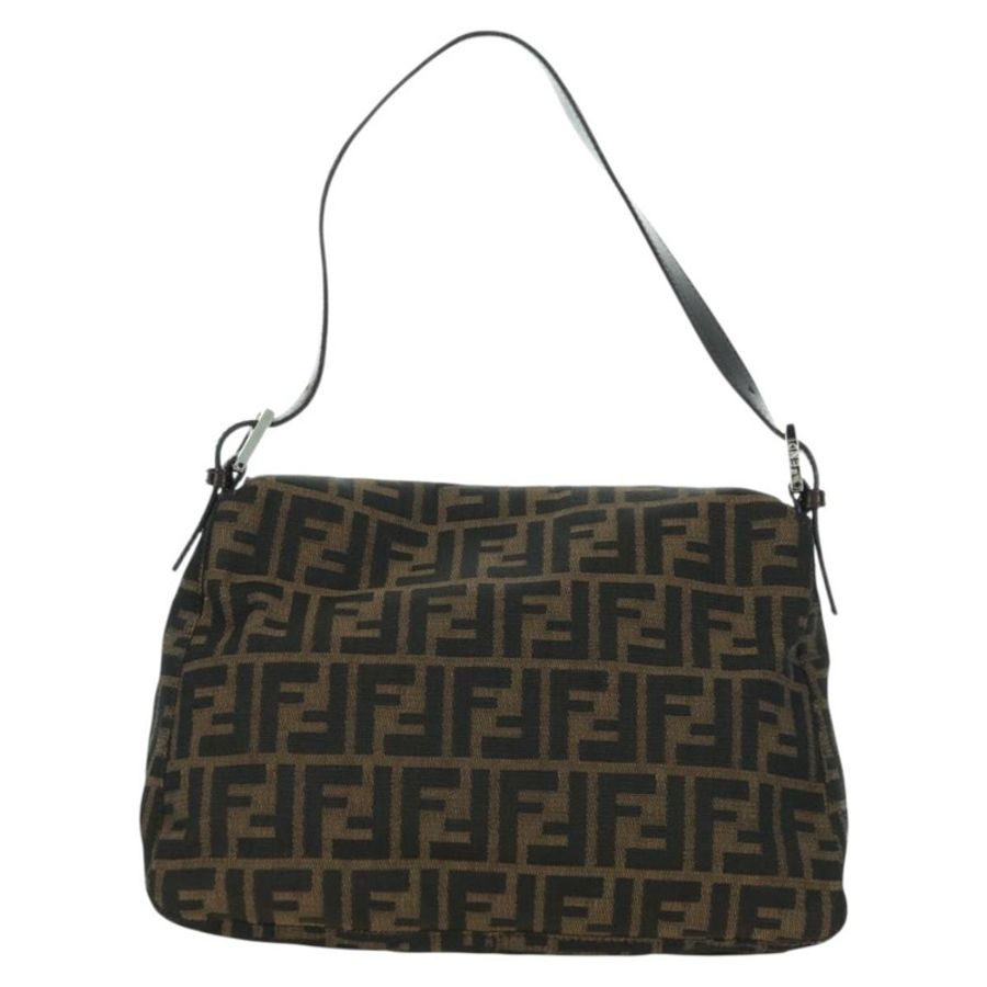 【日本直送】FENDI Zucca帆布Mamma Baguette單肩包 黑色棕色 正品 178747V-1