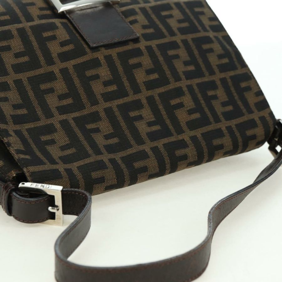 【日本直送】FENDI Zucca帆布Mamma Baguette單肩包 黑色棕色 正品 178747V-5