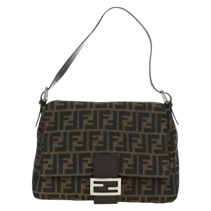 【日本直送】FENDI Zucca帆布Mamma Baguette單肩包 黑色棕色 正品 178747V-12