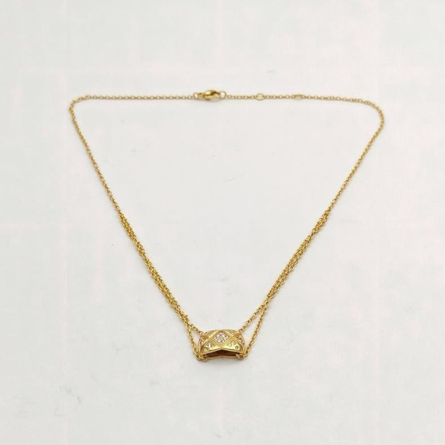 CHANEL COCOCRUSH菱格紋項鏈滿鑽18K玫瑰金/鑽石-5