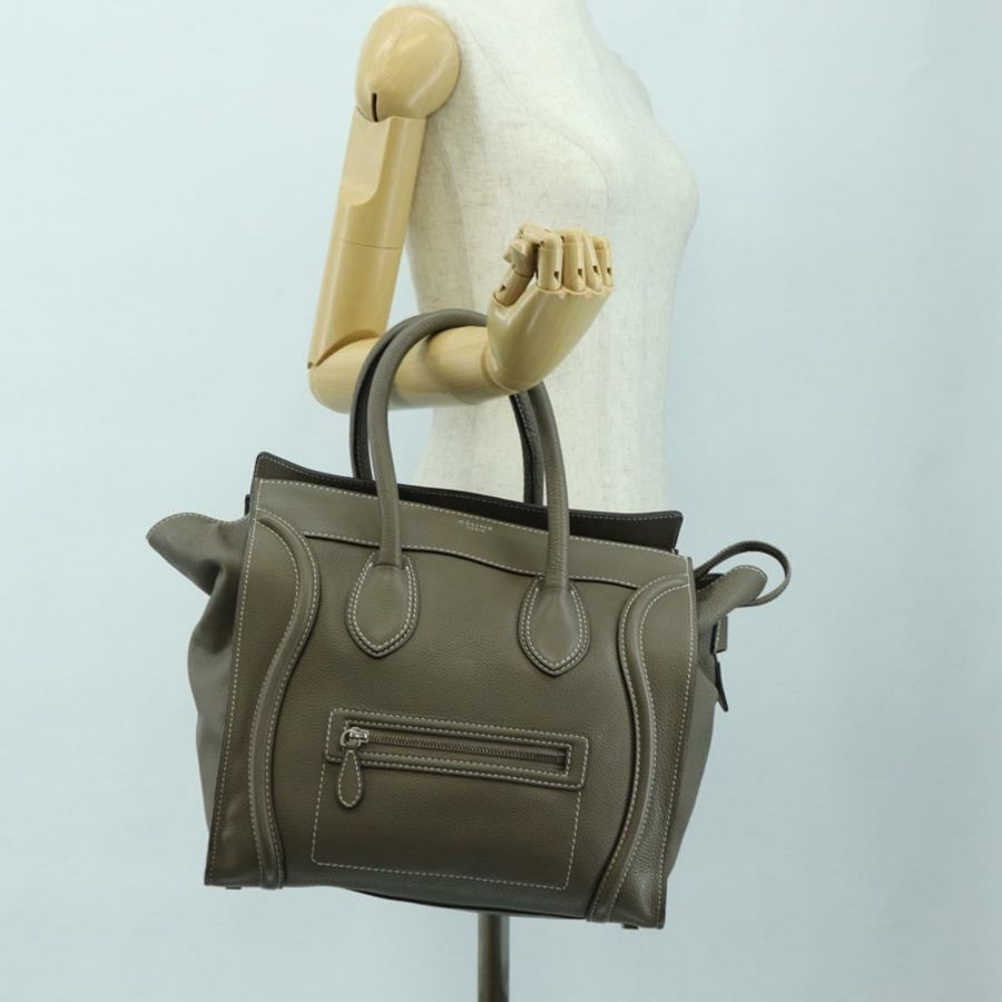 【日本直送】CELINE Luggage Mini Shopper 手提包 皮革 灰色 銀色 正品 am11602V-25