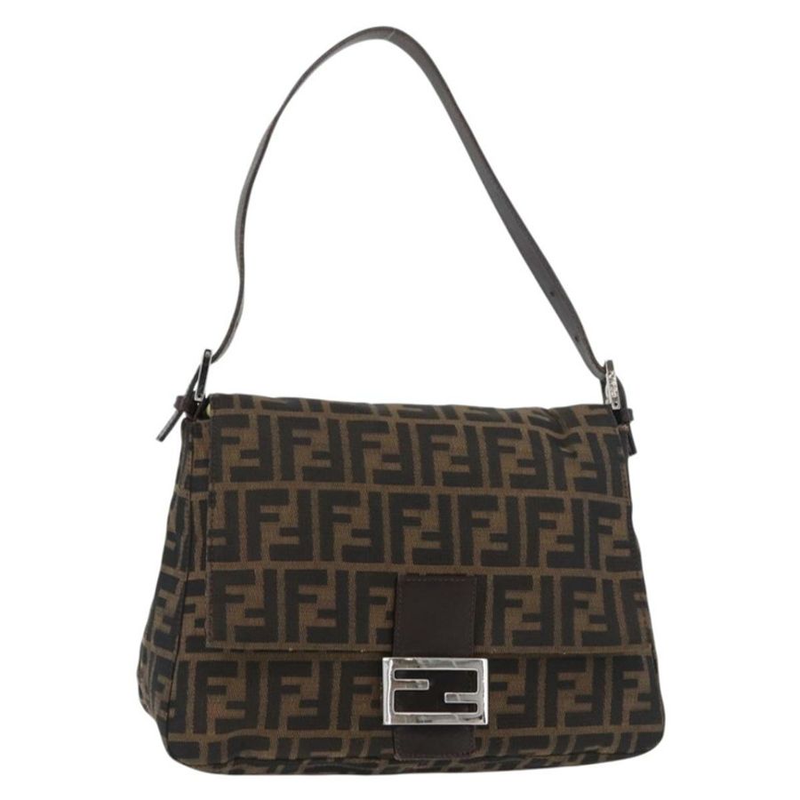 【日本直送】FENDI Zucca帆布Mamma Baguette單肩包 黑色棕色 正品 179387V-0