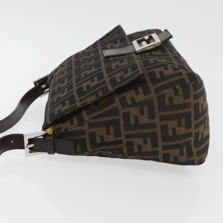 【日本直送】FENDI Zucca帆布Mamma Baguette單肩包 黑色棕色 正品 179387V-3