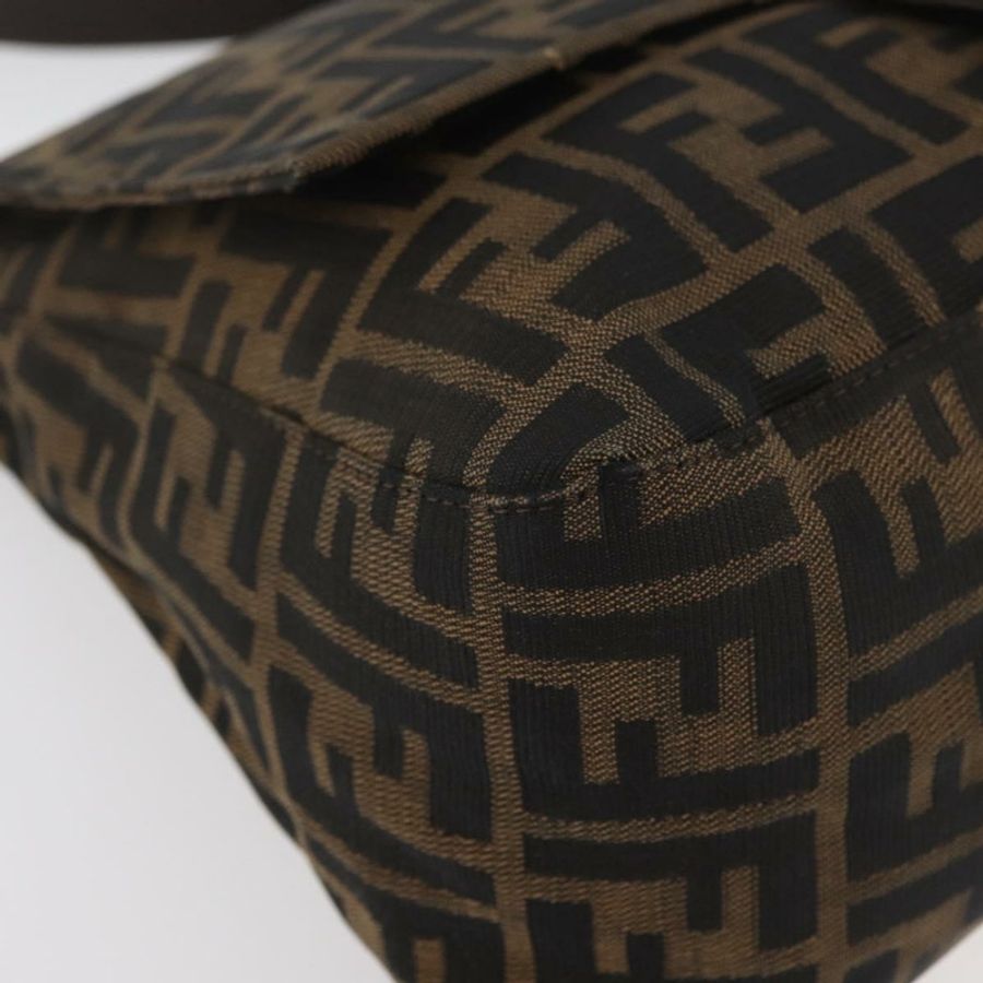 【日本直送】FENDI Zucca帆布Mamma Baguette單肩包 黑色棕色 正品 179387V-13