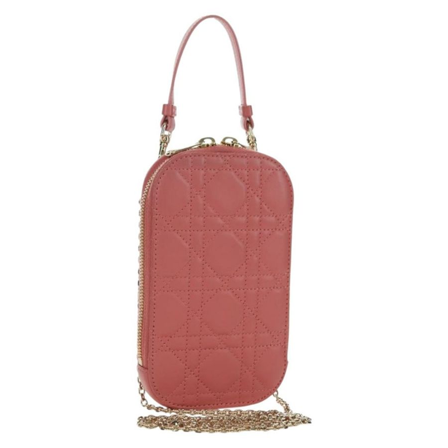 【日本直送】Christian Dior Cannage 鏈條手機包 羊皮 粉紅色 金色 正品 179066M-0