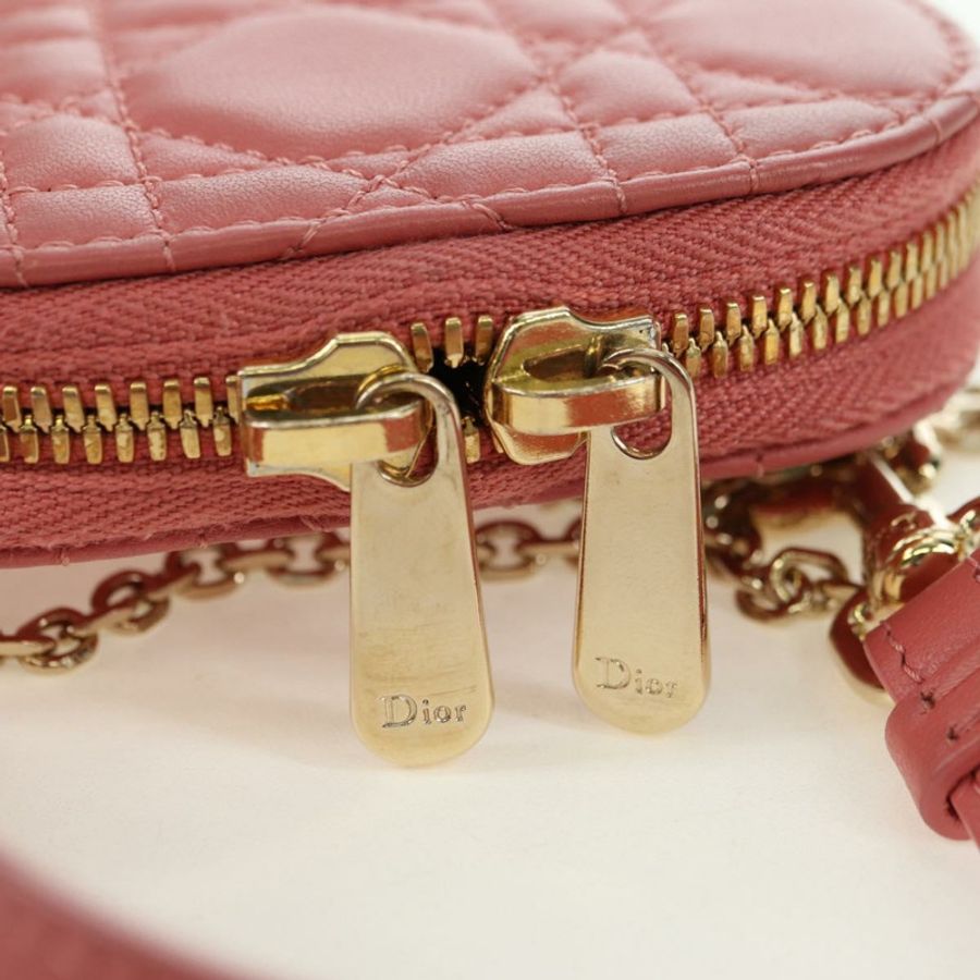 【日本直送】Christian Dior Cannage 鏈條手機包 羊皮 粉紅色 金色 正品 179066M-19