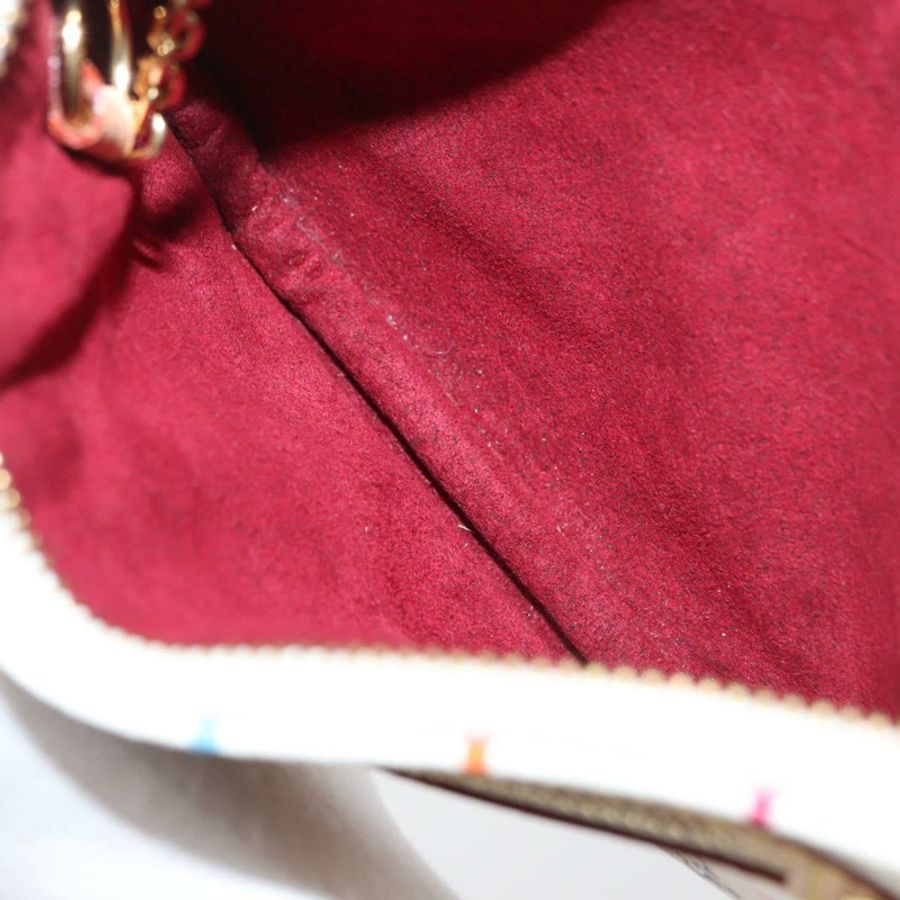 【日本直送】路易威登 Monogram Multicolor Pochette MM 手拿包 白色 M60028 LV Auth 178378A-9